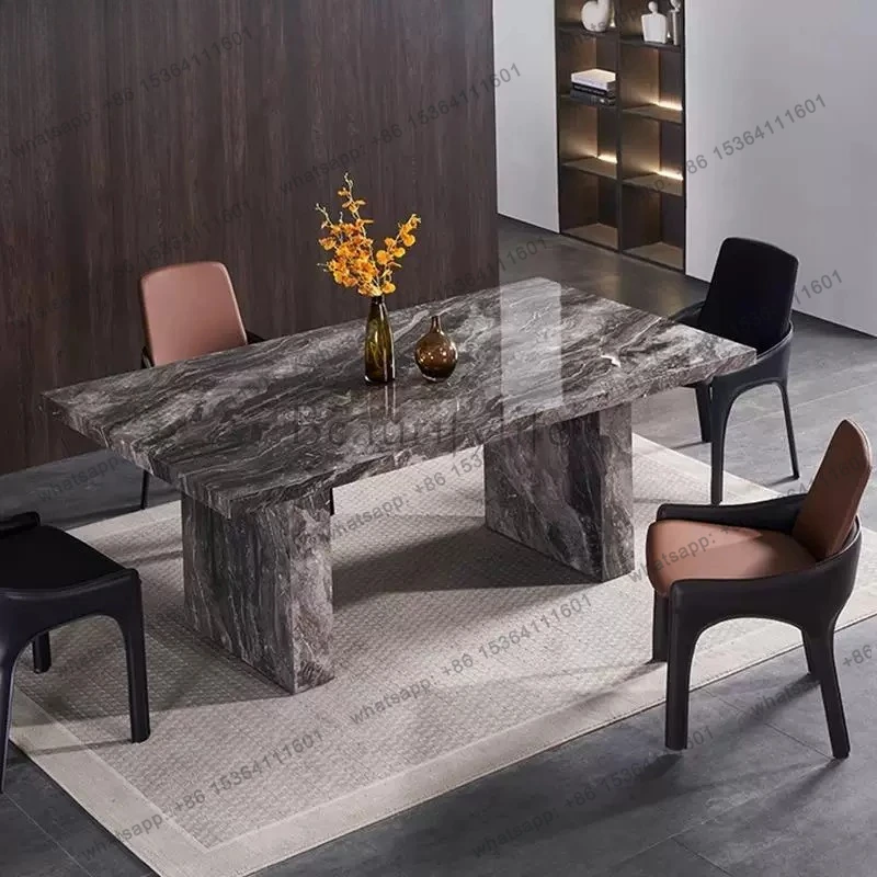 

Slate dining table 2026 new family living room high-end black dining table