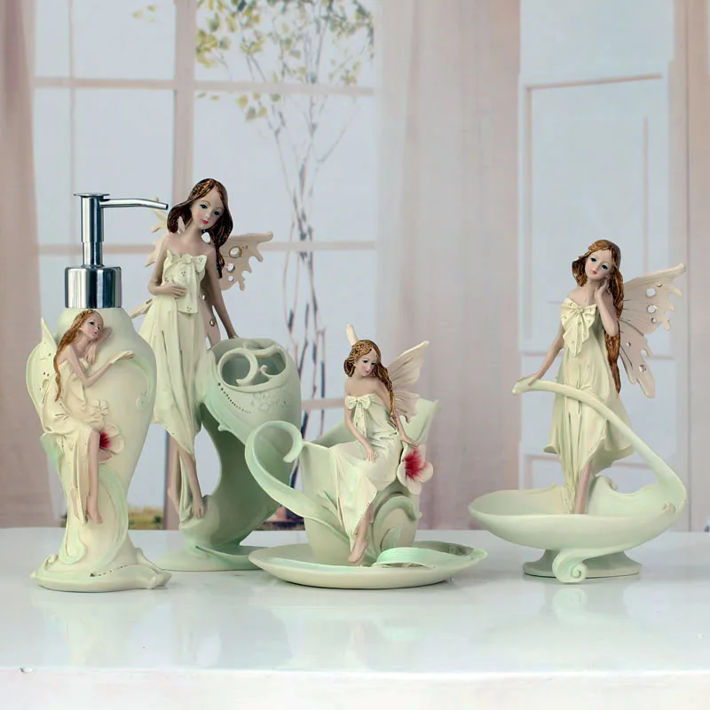 European High-End Beauty Washing Set Fashion Creative Five-Piece Bathroom Set Angel Ornaments