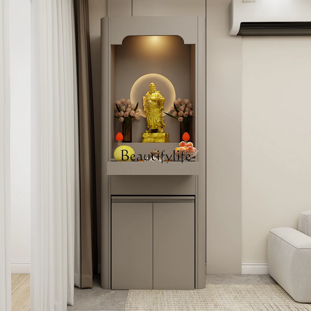 

New Chinese-style Buddhist shrine, offering table, shrine main room, integrated Buddhist cabinet against the wall
