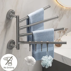 Self-Adhesive Shower Room Towel Hanger 180° Rotatable Towel Holder Bathroom Kitchen Wall Mounted Bathroom Accessories