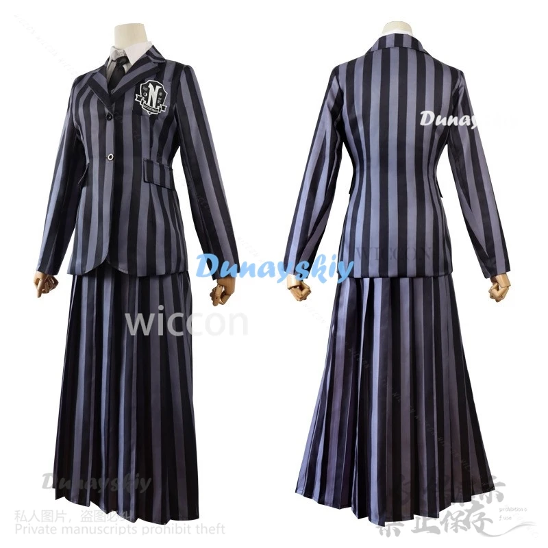 Disfraz de Cosplay de la película Anime Wednes Addams para niñas, vestido gótico negro Lolita, vestido de graduación, trajes para niñas, fiesta de Carnaval de Halloween para niños