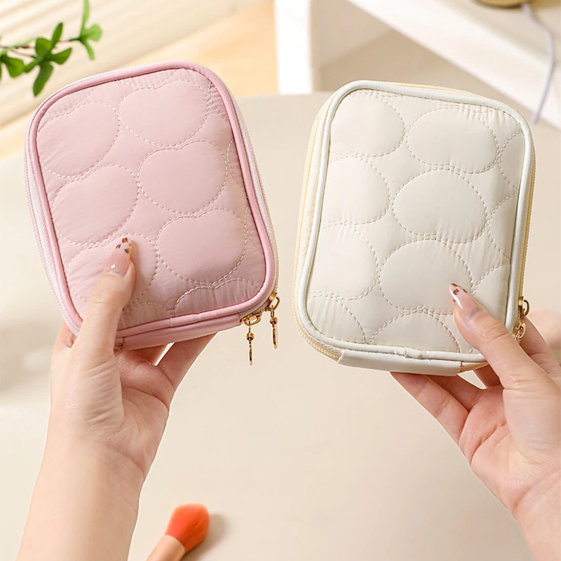 Custodia per trucco portatile per ritocco, mini borsa per cosmetici per rossetto, organizer multifunzionale di grande capacità, borsa da toilette