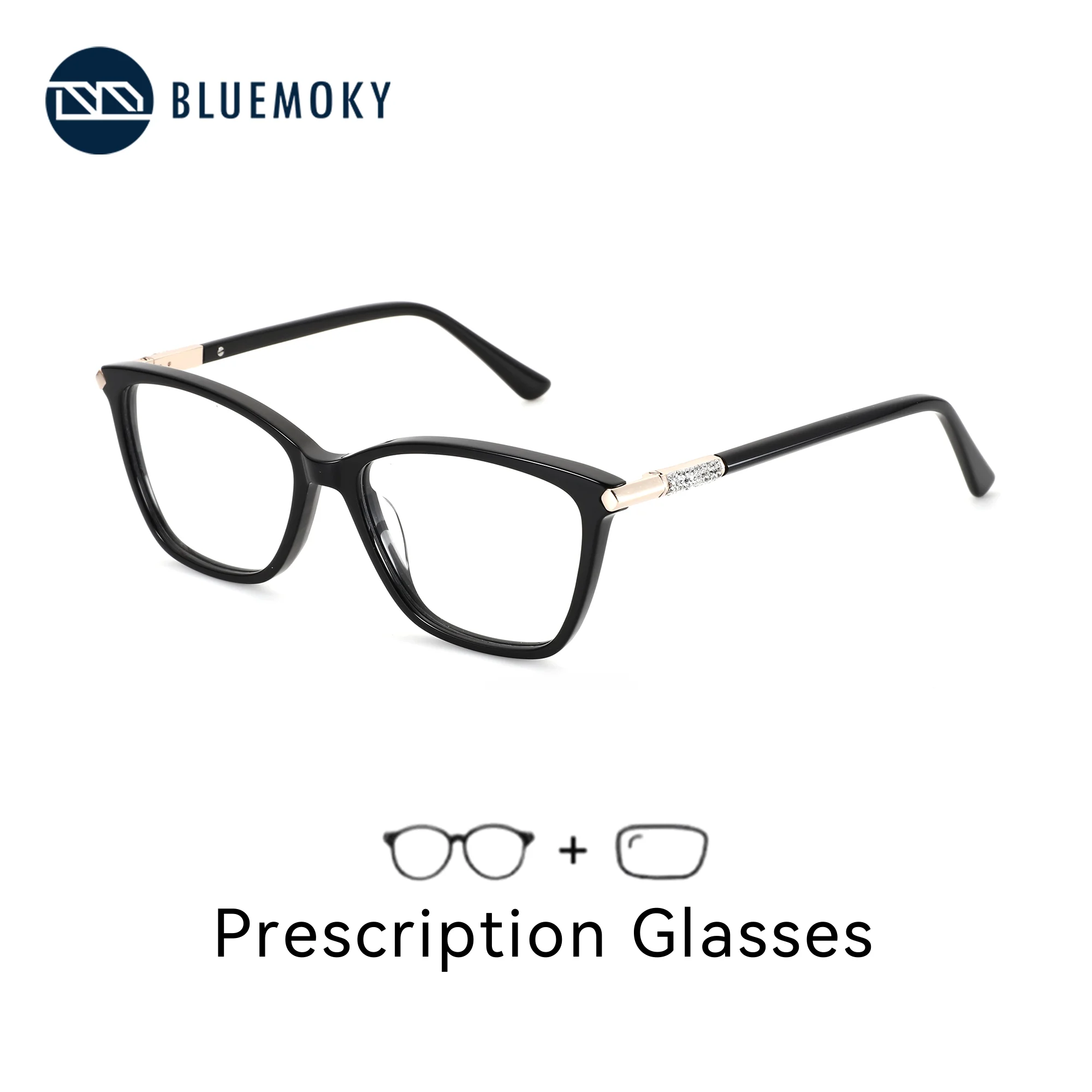 BLUEMOKY L Size Acetate Cat Eye Photochromic Prescription Graduated Glasses for Woman Anti Blue Light Myopia Optical Eyewear