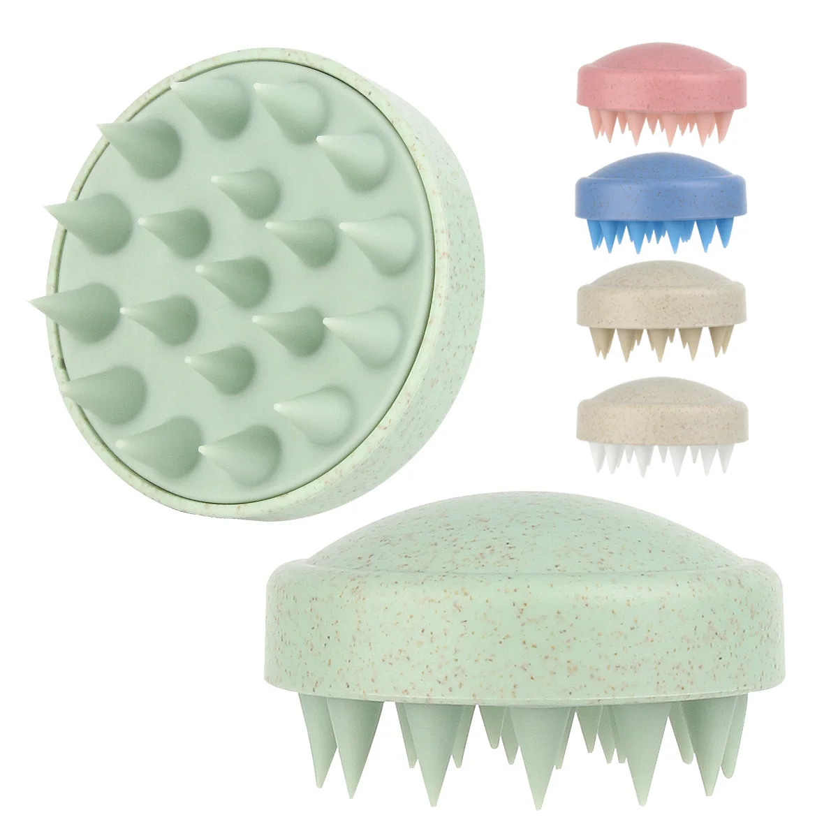 

Silicone Shampoo Brush Wheat Straw TPE Handle Massage Scalp Soft Comb Hair Washing Massage Deep Scalp Cleaning Shampoo Brush