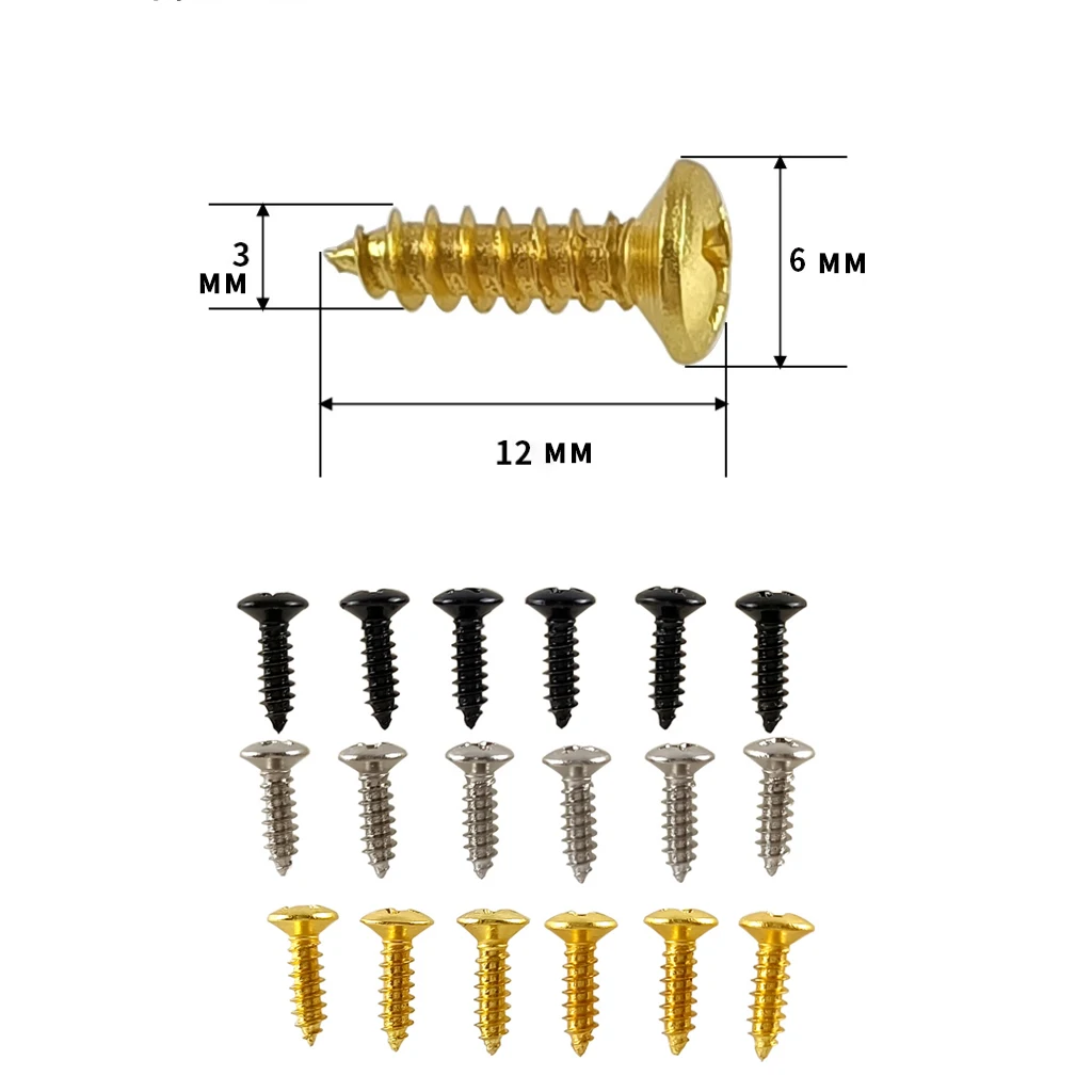 LOOK New Gold Pickguard Screws For ST TL Electric Guitar P/PJ Bass Mount DIY Luthier Tool Pickguard Screws 12mm* 3mm