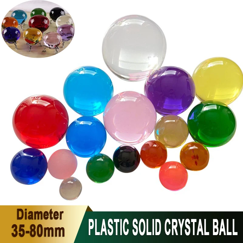 1PCS Rare Clear Multicolor Plastic Crystal Ball Lensball 35 -80mm Photography Prop Magic Healing Sphere Living Room Decor Gift