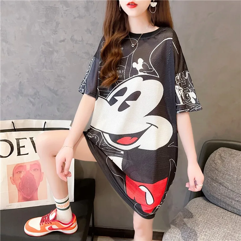 Cartoon Sense Niche Short-Sleeved T-shirt Summer Korean Style Loose-Fitting Clothing Mid-Length Cute Top Clothes