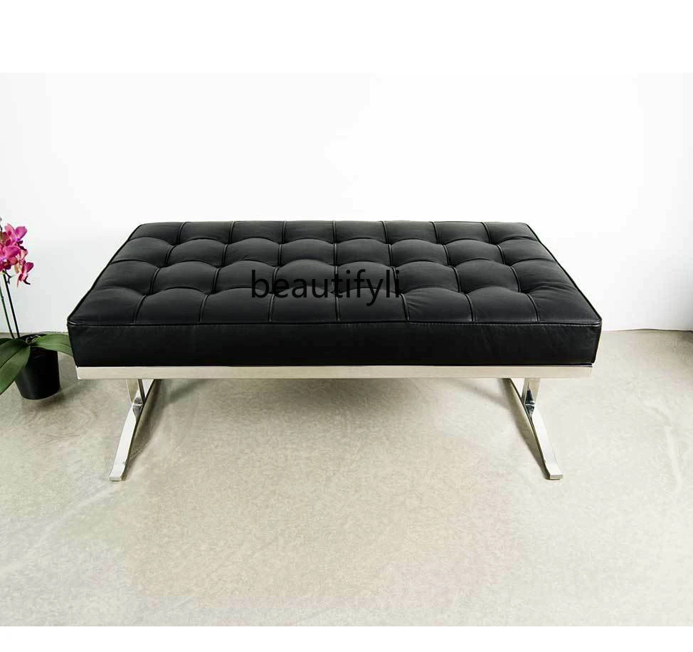 Double Leather Sofa Stool Bed End Stool Leisure Chair Reception Chair Shoe Changing Stool