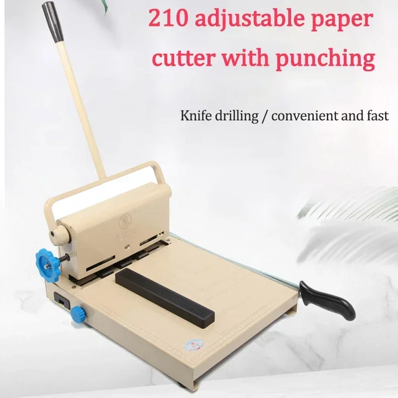 Precision Steel Safety Paper Cutter, Portable Office Tool (Model 210), Trimmer/Document Punch