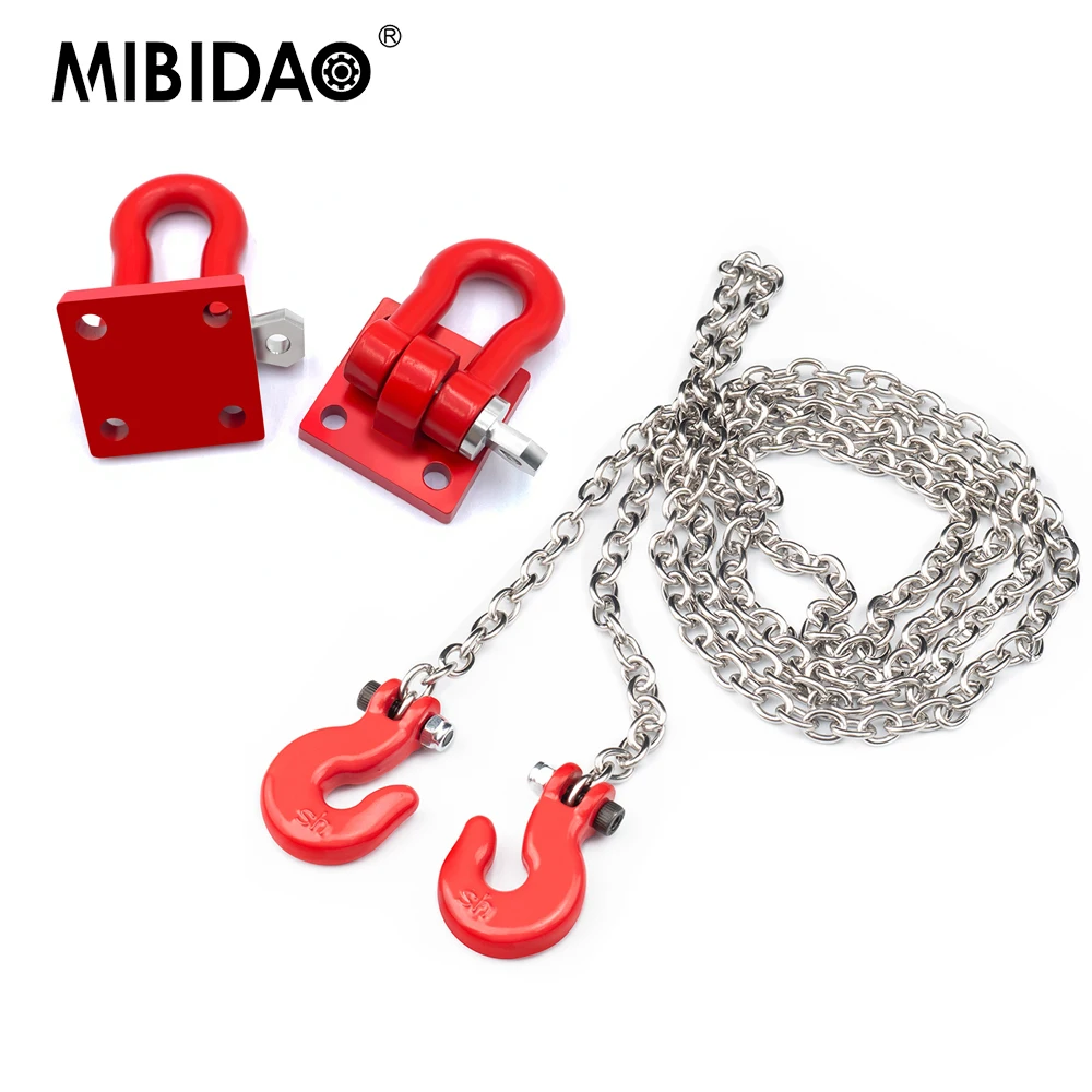 MIBIDAO 2Pcs Metal Alloy Bumper Trailer Hooks Rescue Tow Shackles for AXI05000 Wrangler AXI05001 Trail Honcho 1/6 RC Car Parts