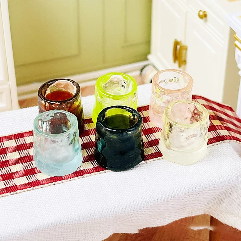10PCS Dollhouse Miniature Accessories Mini Resin Simulated Glass Cup Model Toy Doll House Decoration