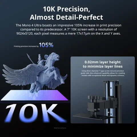 ANYCUBIC Photon Mono 4 Ultra 3D Printer 10K 7'' High-Definition Screen UV Resin High-Speed 3D Printing Size 236mmx231mmx430mm