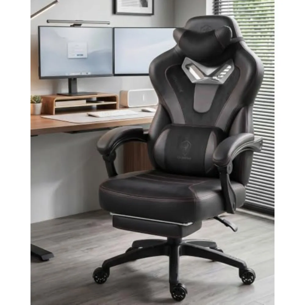 Big and Tall Gaming Chair for Adults with Footrest, Massage Lumbar | Ergonomic High back with Pocket Spring Cusion Wide