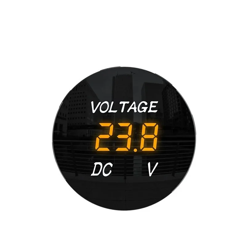 Voltmètre de véhicule à affichage numérique LED, panneau rond pour moto et bateau, 12-48V