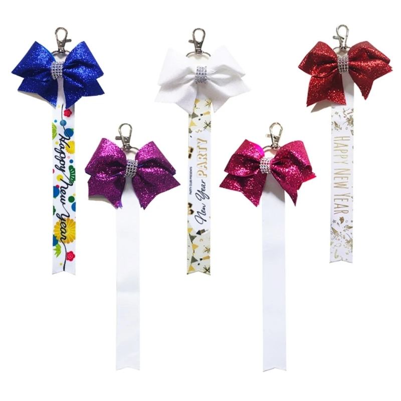 Trendy Butterfly Bowknot Keychain Charm Pendant Materials Double Sided Heat Pressed Key Holder Accessory for Daily Use