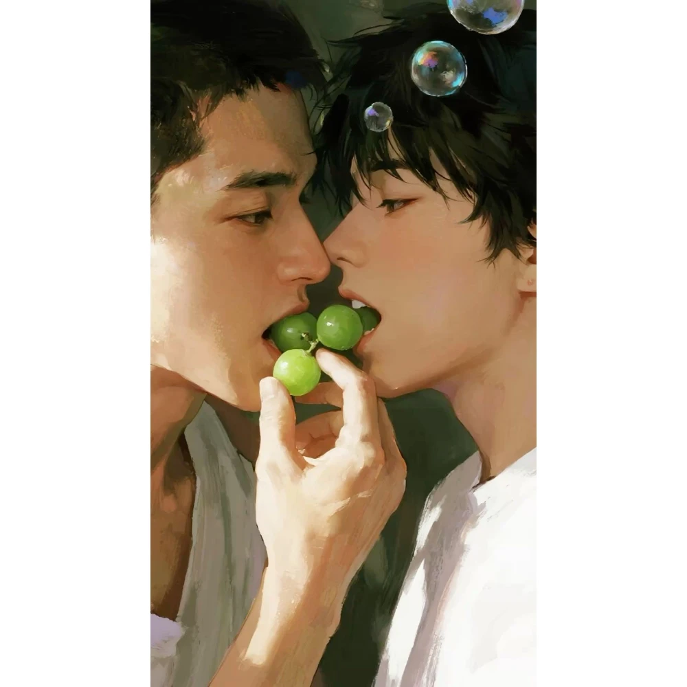 

500/1000/1200/2000 PCS Jigsaw Puzzles Two Boys Green Grape Portrait Family Activity Games for Gameroom Bedroom Home Decor Gift
