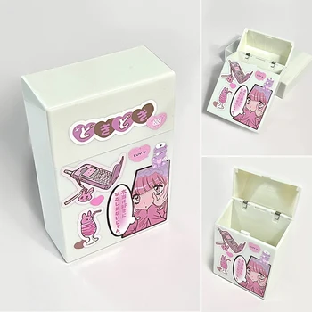 INS Bianco Scatola portaoggetti per tesserini coreani da 3 pollici Scatola portaoggetti per foto di piccole carte Custodia per organizer da scrivania Scatola per cancelleria scolastica