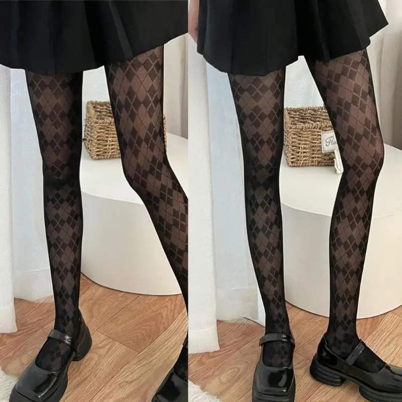 

P88B Women‘s Plaids Tights Vintage JK Pantyhose Students Girls Pantyhose Stockings