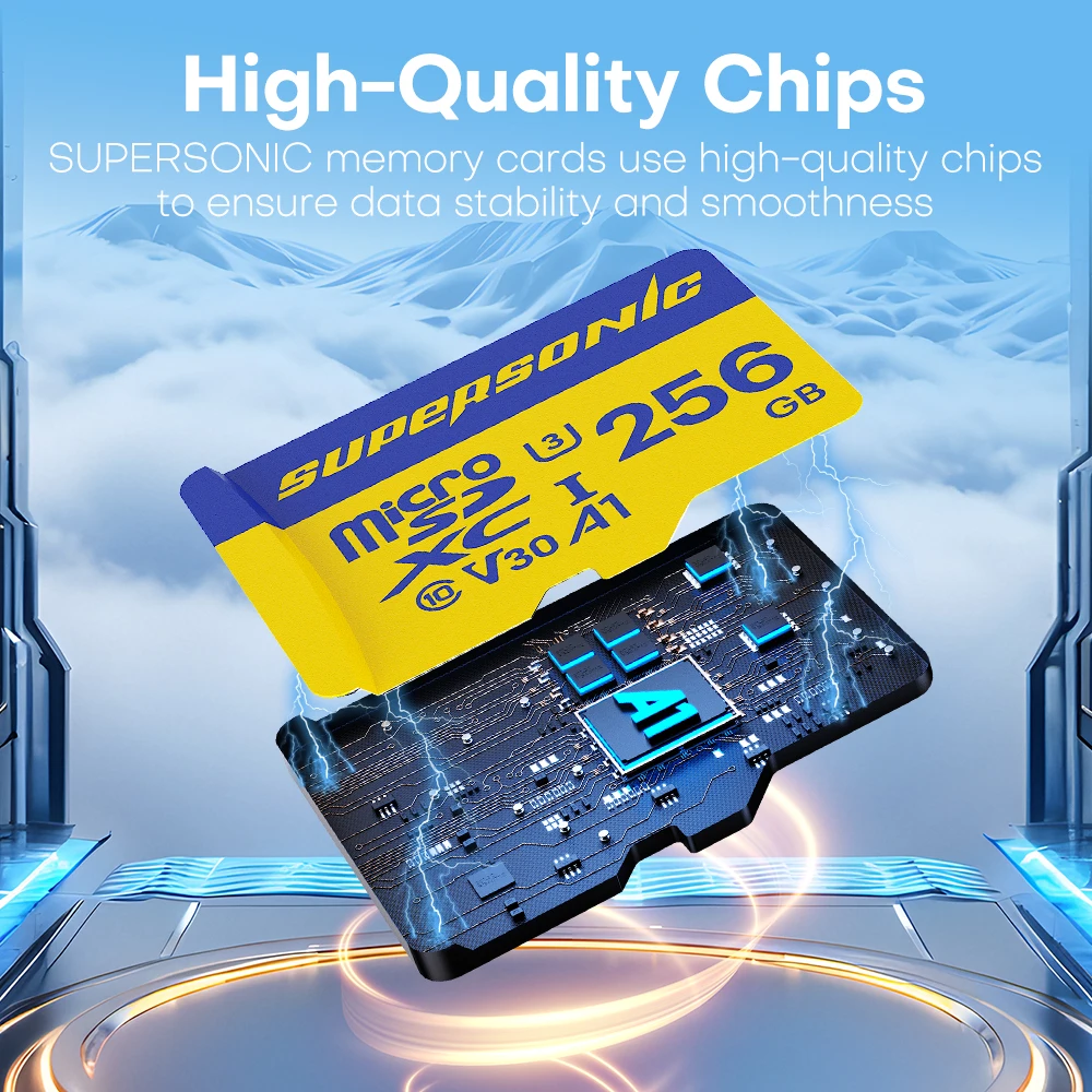 Supersonic Flash Memory Card Micro Sd Tf Card 128GB 256GB A1 V30 U3 32GB 64GB Microsd Memory Card For Dron Monitor Camera