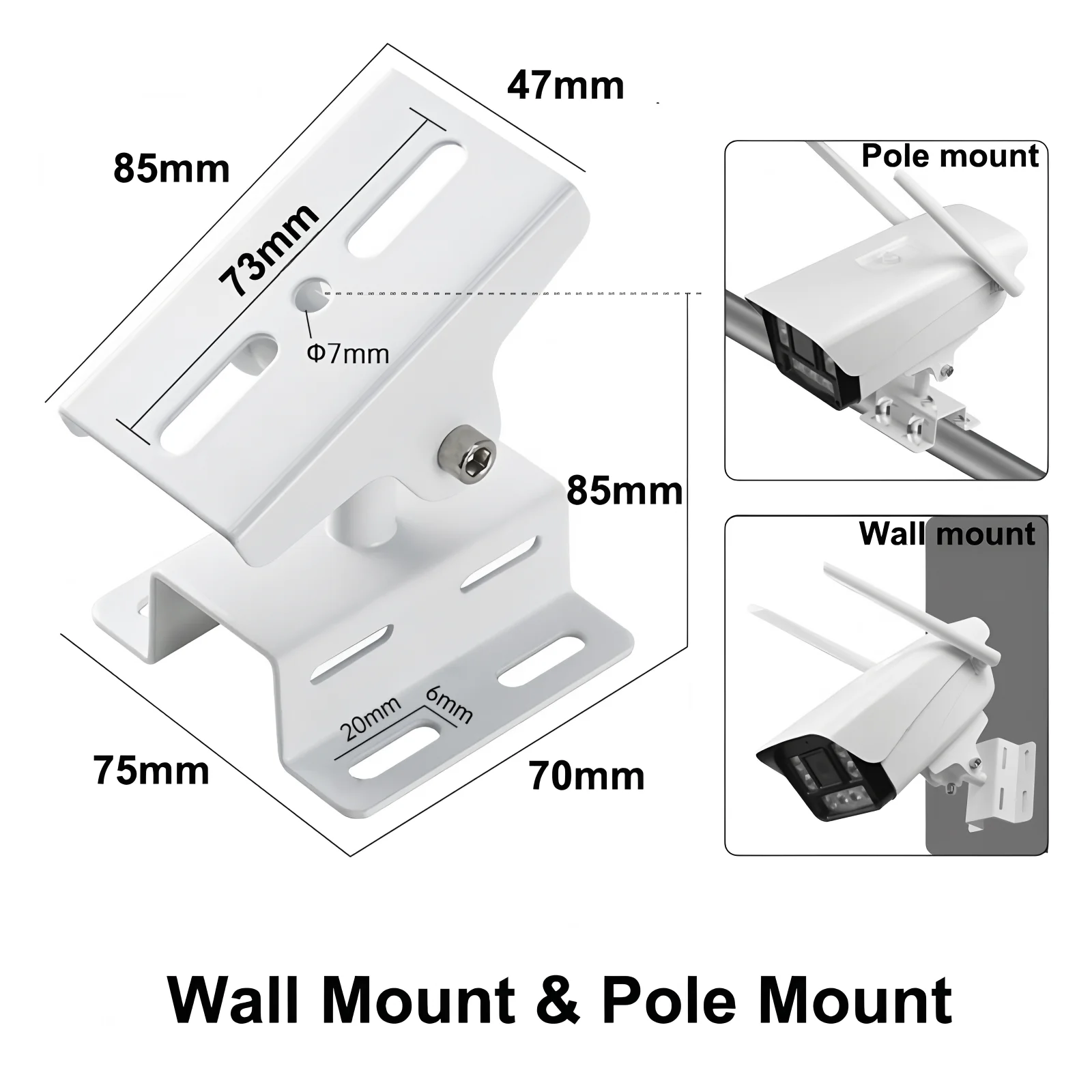 QWORK Soporte Universal Para Cámara De Vigilancia: Montaje De Acero Ajustable En 2 Ejes (Blanco, Instalación Fácil)