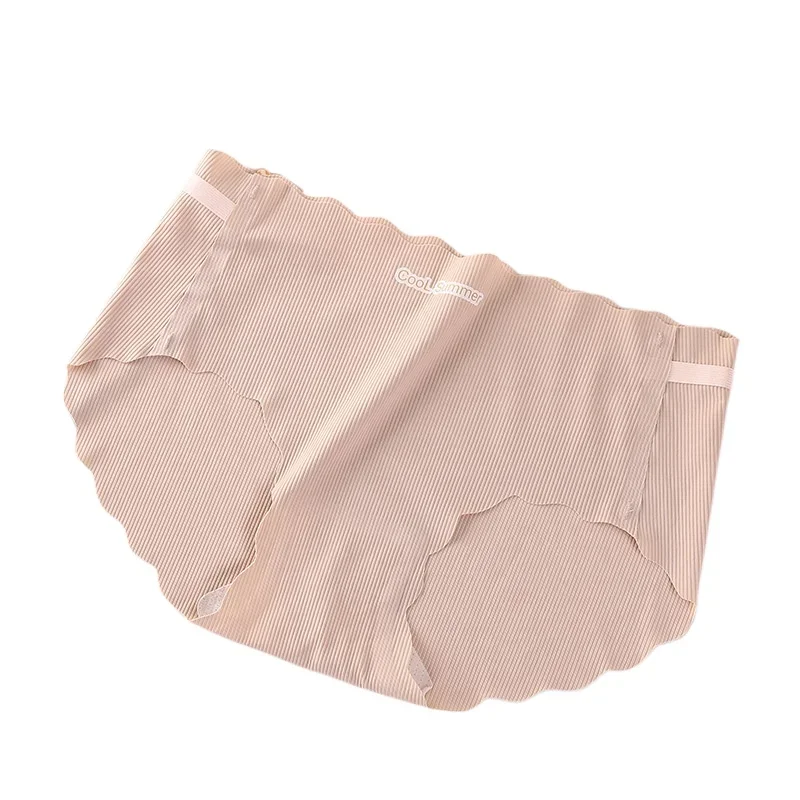 

Women's Panties Ice Silk Seamless one-piece Traceless Waving Edge Breathable Cotton Middle Waist Briefs Triangle Pants Briefs