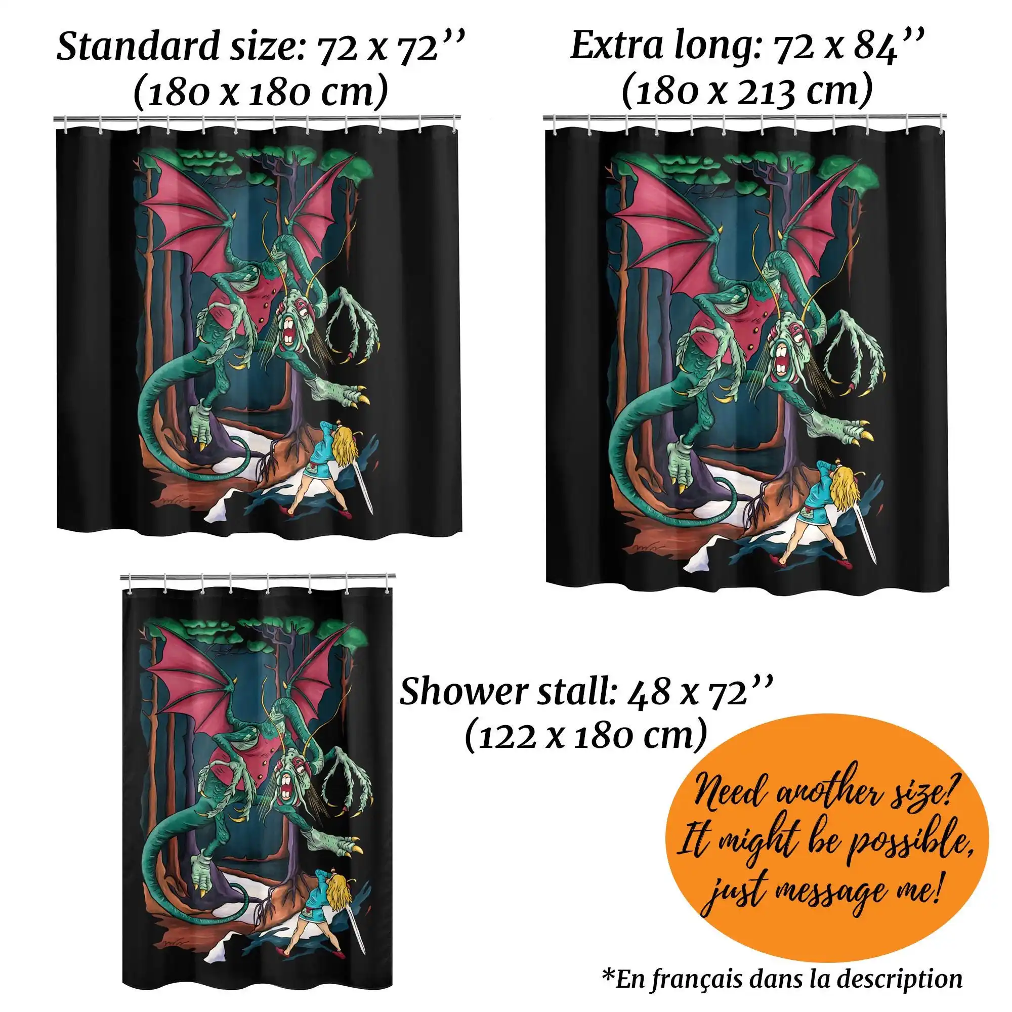 Creepy Vampire Dragon Horror Shower Curtain for Bathroom Gothic Halloween Decoration Novelty Print
