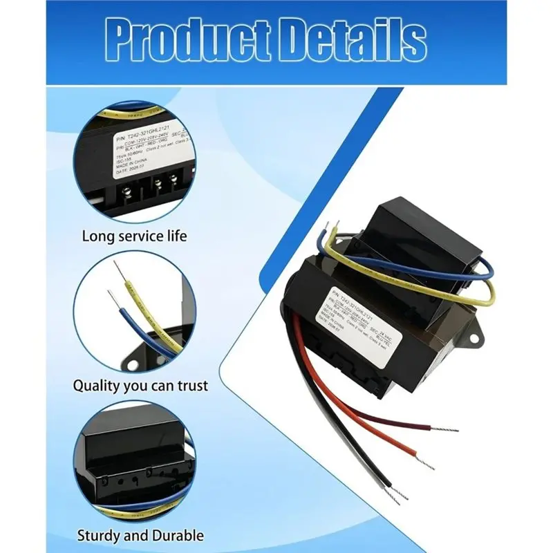 A96I-90-T75C3 Foot Mount Control Transformer 75VA 24V AC With Circuit Breaker For Heating& Cooling Systems
