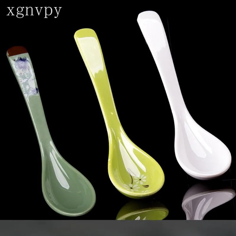 xgnvpy Fast food spoon imitation porcelain plastic soup spoon powder hook spoon Chinese anti-fall durable