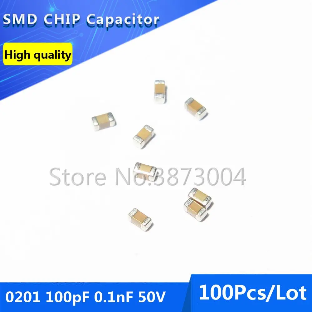 100pcs 0201 100pF 0.1nF 50V COG/NPO 5% Thick Film Chip Multilayer Ceramic Capacitor