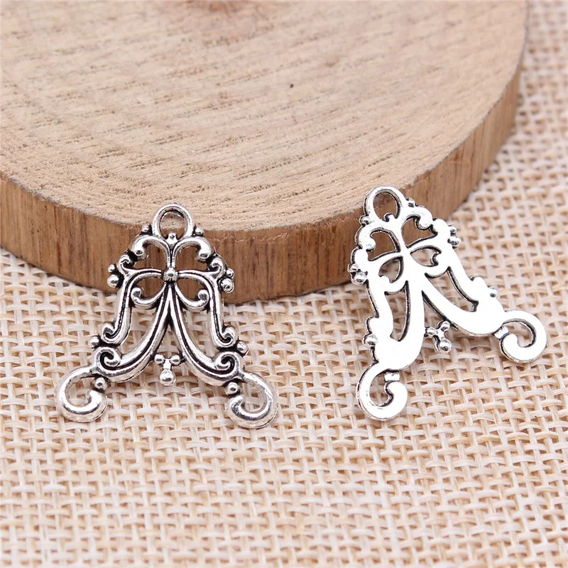 20pcs 21x21mm Antique Silver Color Flower Butterfly Style Connector Charm Pendant For Jewelry Making DIY Jewelry Findings