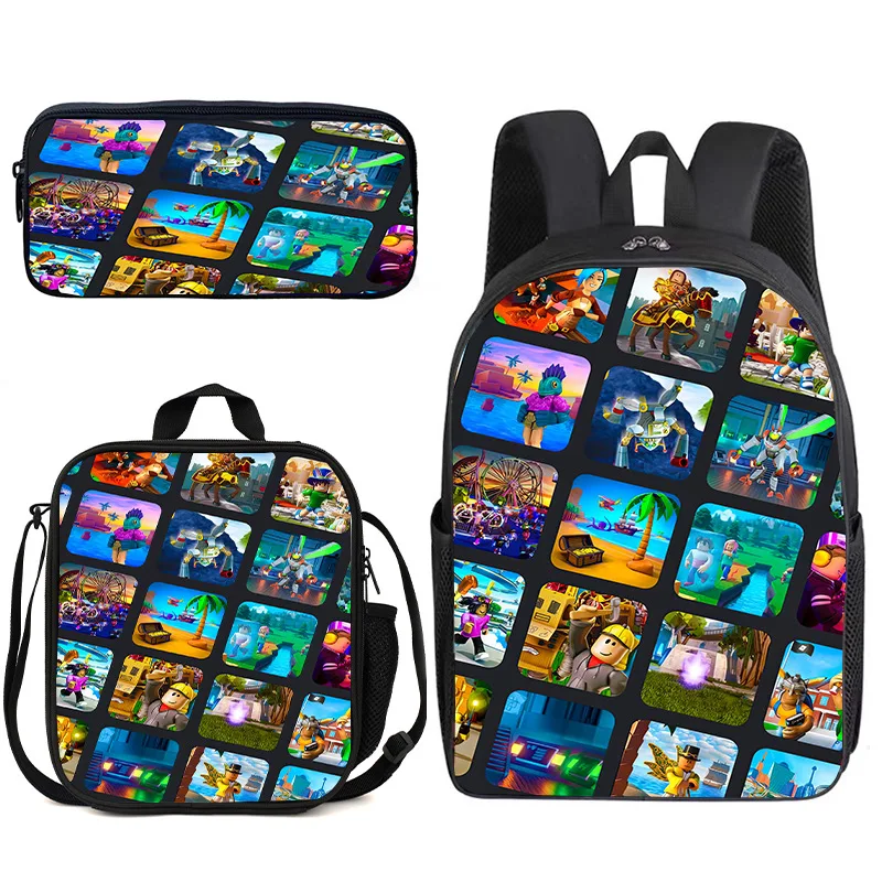 

Студенческий рюкзак Game ROBLOX, корейская версия, рюкзаки для начальной и средней школы, модный трендовый рюкзак, подарки, 3 шт./компл.