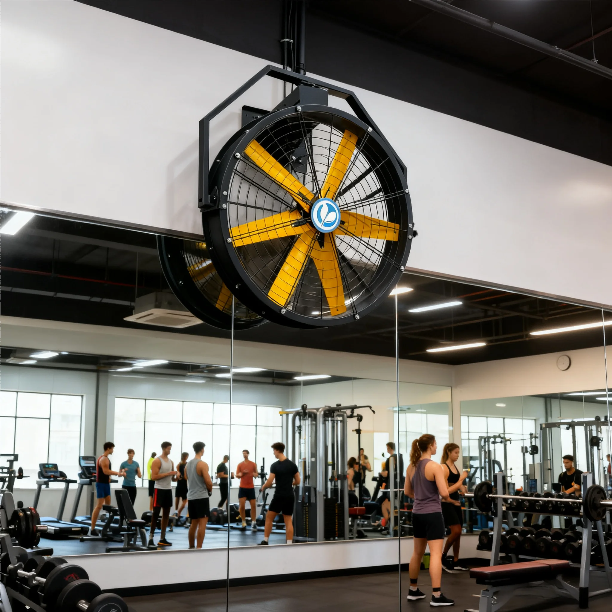 120cm 48 Inch  Power Fan High Speed Performance Wall Mounted Durable Black Metal IP55 Protection Touch Control for