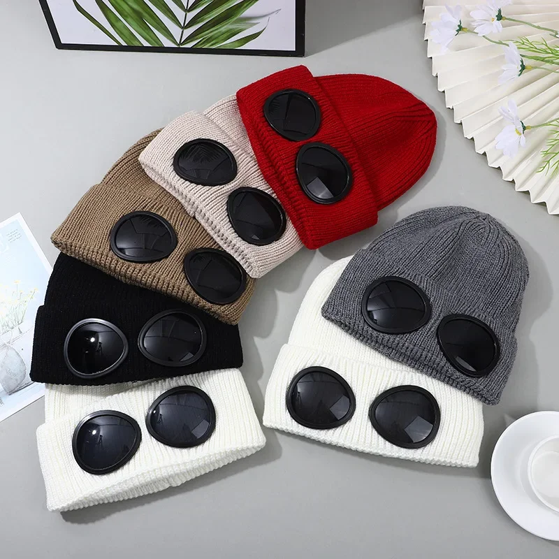 Máscara de esqui para homens e mulheres, óculos à prova de vento, gorro de malha, toucas esportivas, frio, quente, inverno