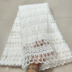 Latest White African Water Soluble Lace Fabric 2023 French Nigerian Guipure Cord Lace Fabric For Wedding Party Dress PJFT2313