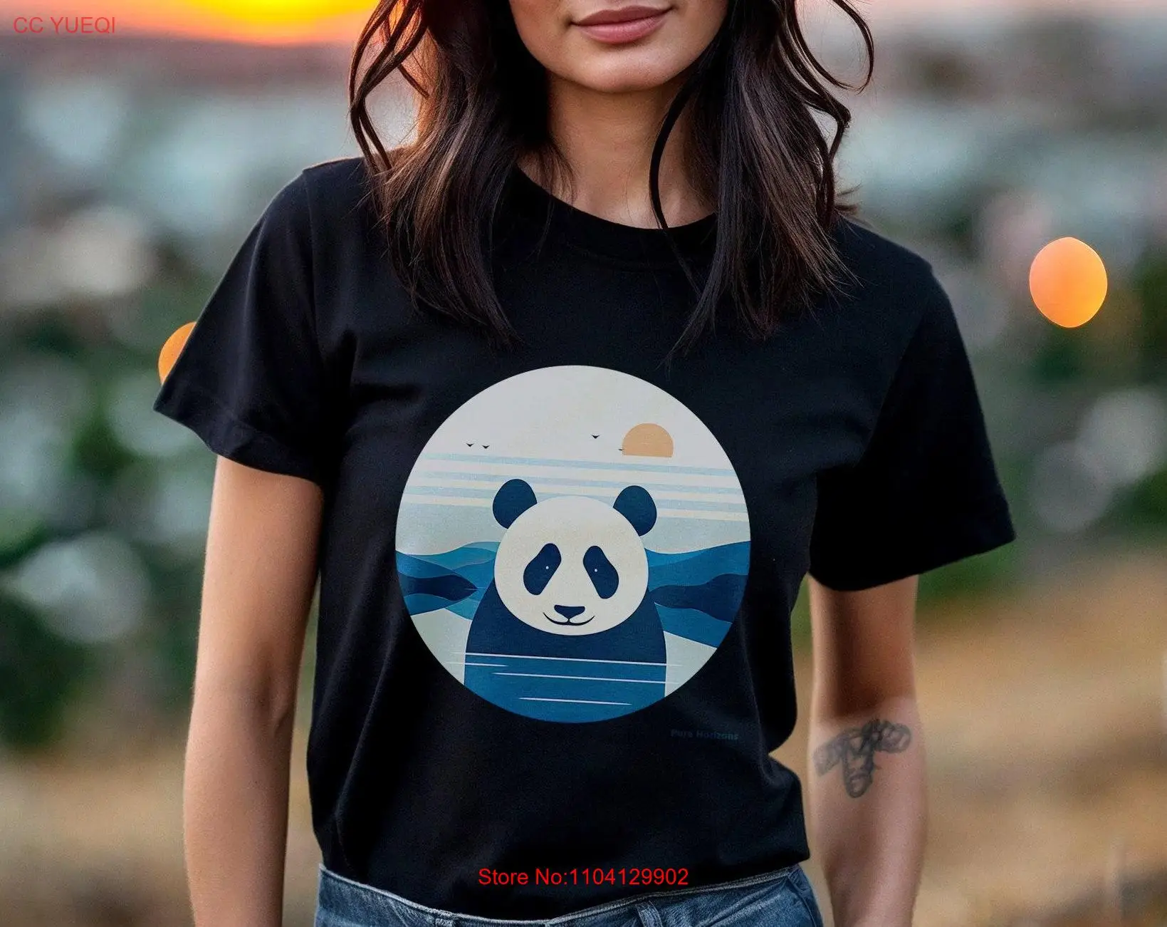 Panda Serenity Circle T Shirt Peaceful Horizon Pure Horizons Wildlife Top Endangered Species Awareness