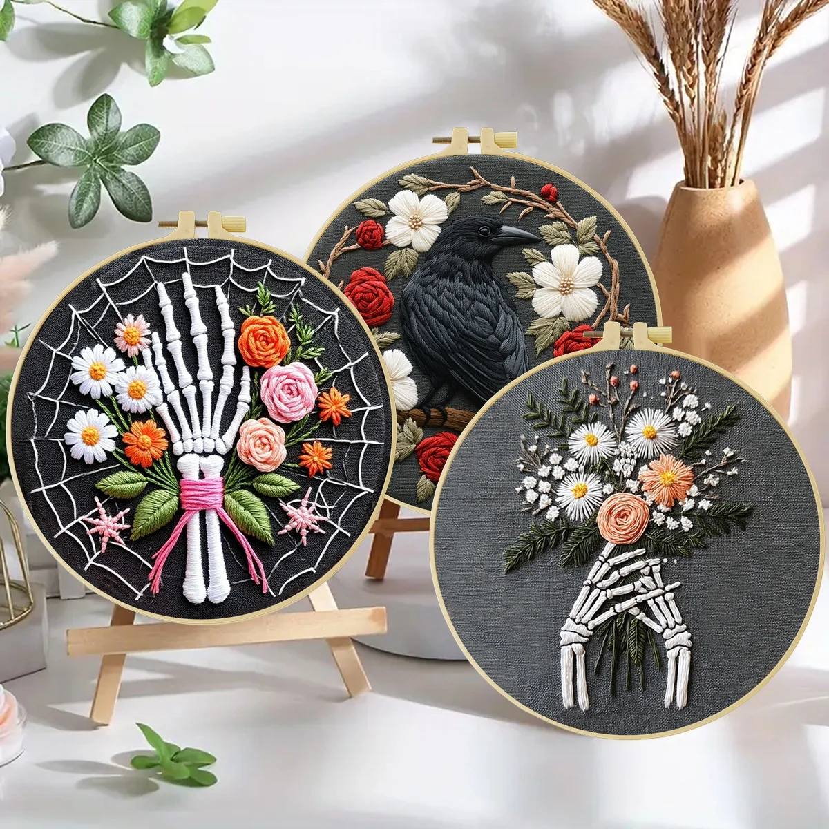 3-teiliges DIY-Stickmaterial-Set für Anfänger, inklusive Nadeln, Fäden, Stick-Starter-Kit, Kreuzstich-Kunst als Geschenk. – Detail 3