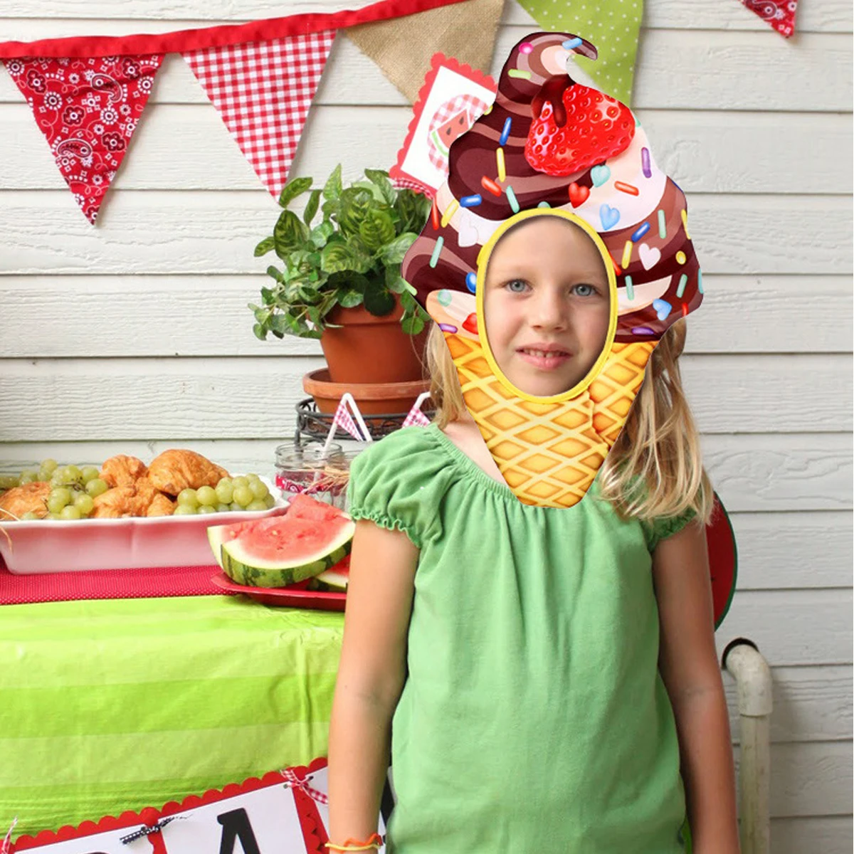 

1pc Ice Cream Hat Premium Food Shaped Decorative Cosy Party Costume Funny Headwear Christmas Parade Photo Shoot Accessory