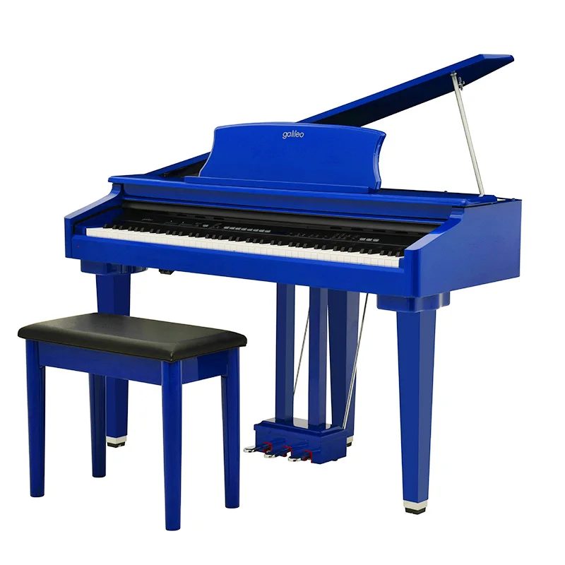 

Hooqu High-gloss Blue 88 Hammer Action Mini-grand Piano Digital Piano With Bench