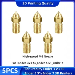 Ender 3 V3 SE Nozullar, Yüksek Hızlı Pirinçli Ender 5 S1 Nozullar, Ender 5 S1, Ender 7 3D Yazıcılar için M6 Hotend Ekstruder Nozulu