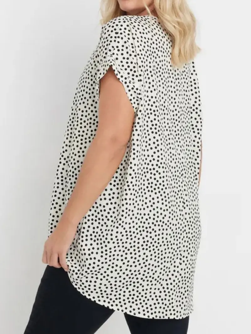 

Блузка с круглым вырезом и принтом больших размеров, повседневная блузка с рюшами на весну и лето, женская одежда больших размеров