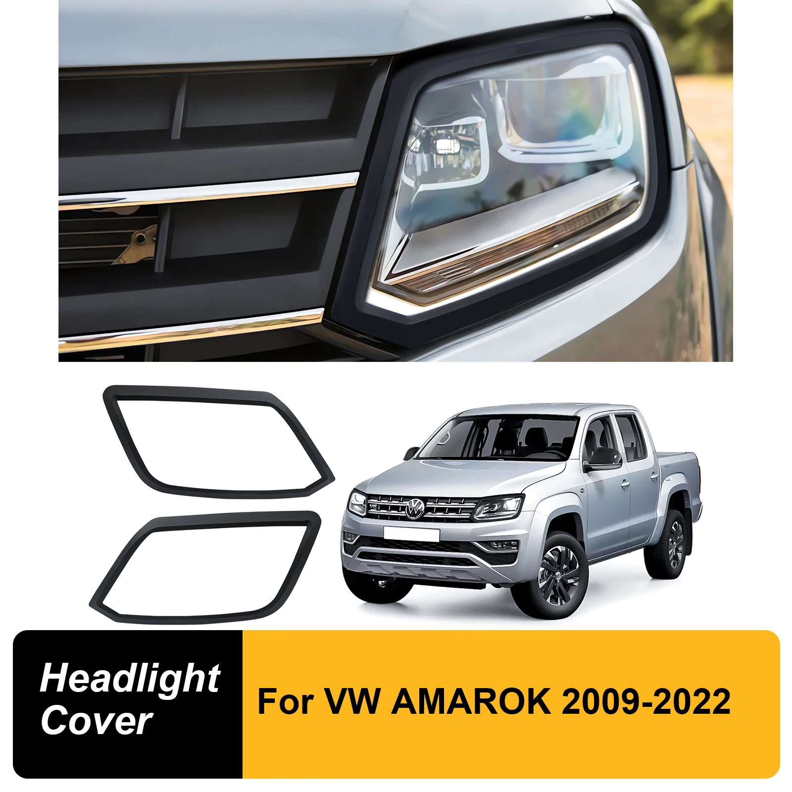 Head Light Cover Lampshade for VW Volkswagen AMAROK 2009-2022 Models 4X4 Car Styling 2PCS/SET