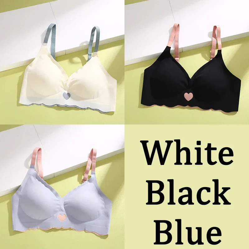 3Pcs Adjustable Beauty Back Bra Intimates Gather No Steel Ring Sports Anti-Sagging Bra French Color Contrast Seamless Underwear