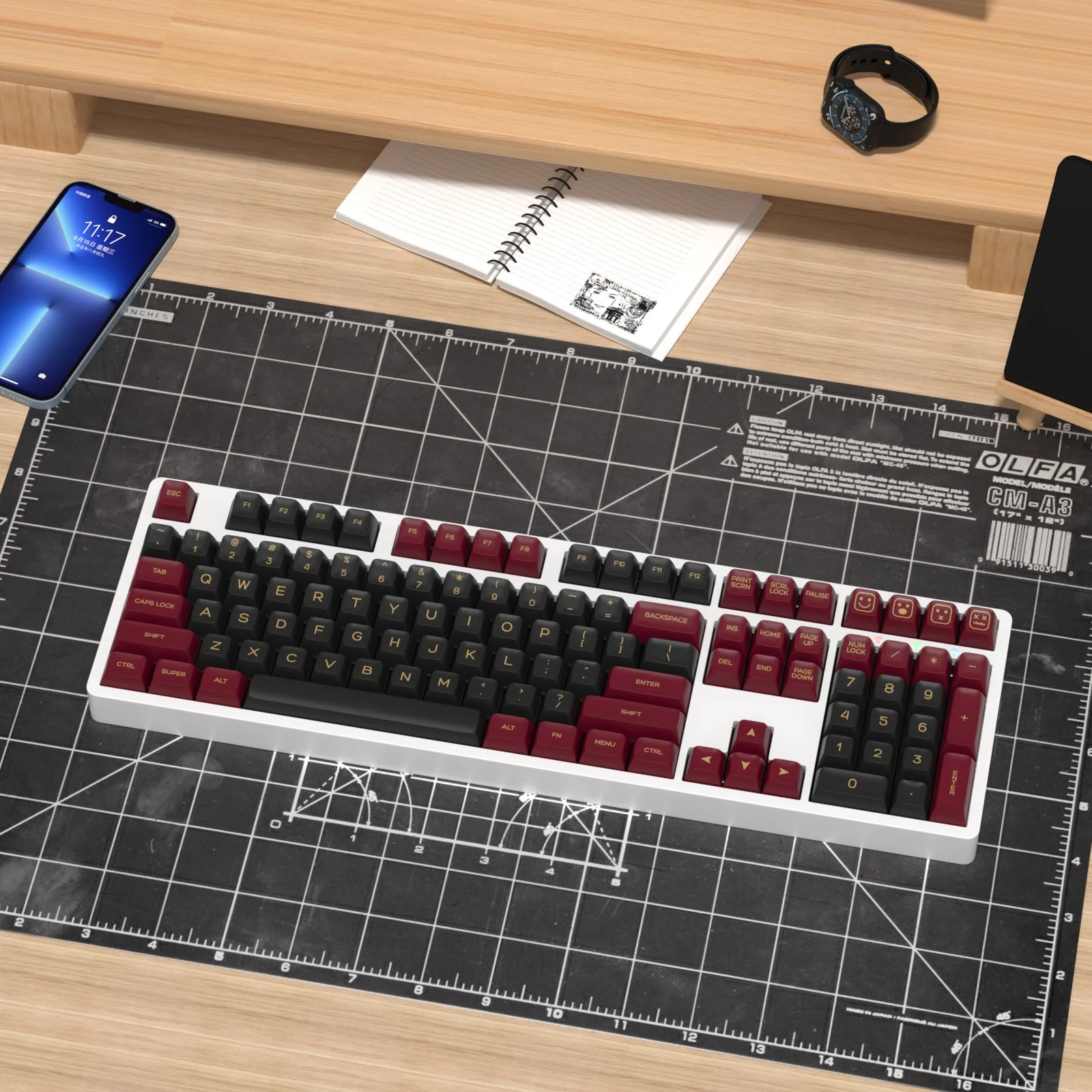 Imagem -06 - Kbdiy-teclado Mecânico Keycap Perfil SA Preto e Vermelho Pbt Double Shot Faça Você Mesmo Custom 61 68 84 87 100 104 98