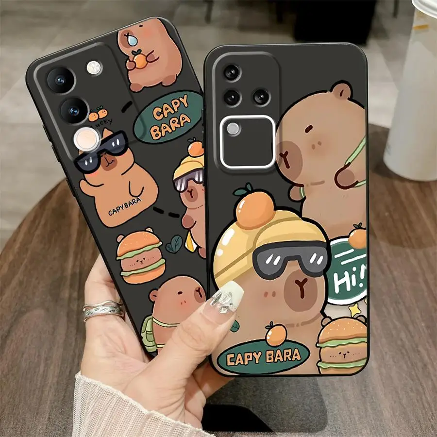 Capibara Custodia carina per Vivo Y75 Y81 Y52S Y93 V27 Y53S V29 V21E V23 Y50 Y95 Y71 Y91 Y51S Y78 V25 V30 Cover posteriore morbida per telefono