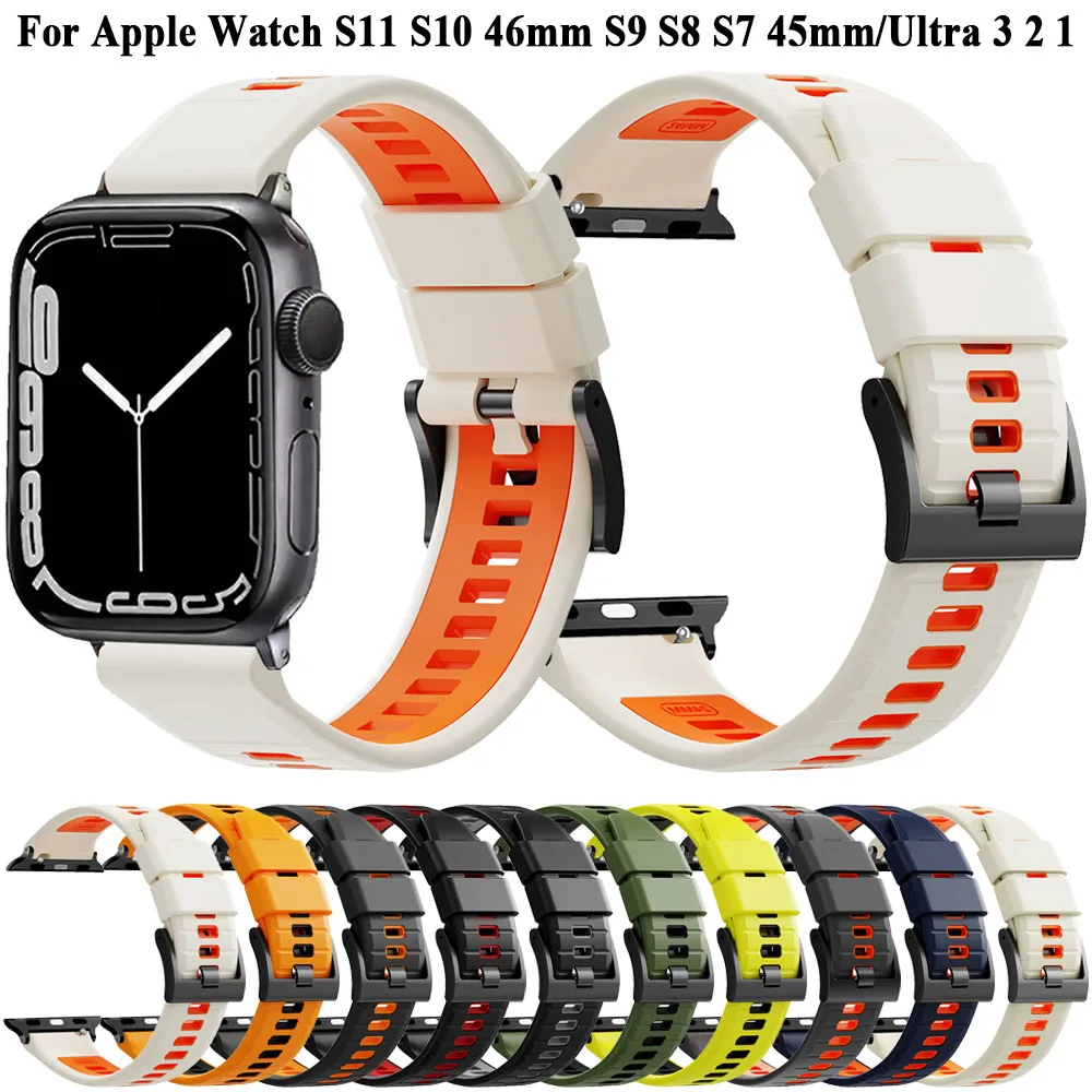 Sports Silicone Band for Apple Watch Series 11/10/9/SE/8/7/6/5 Ultra 3 2 1 49mm/46mm/45mm/44mm/42mm Strap Wristband Watchband