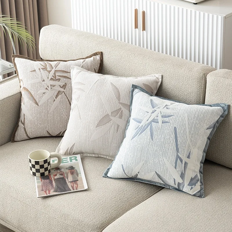 

Zen Bamboo Leaf Cushion Cover Peach Skin 2D Print Decorative Pillow Case Sofa Living Room Home Decor Oriental Throw Pillowcase