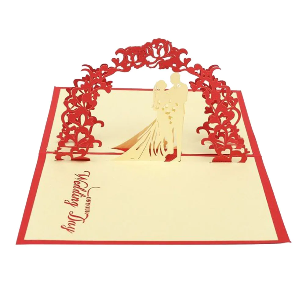 

3D Three dimensional Greeting Cards Wedding Inviting Gift Bridegroom H made Paper Craft Pop up Card Celebrating Marriage