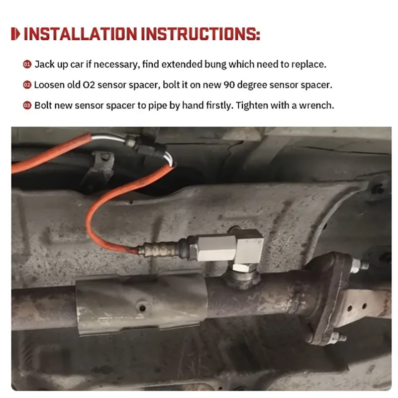 Universal 02 Bung Extension Catalytic Converter O2 Oxygen Sensor Spacer Oxygen Sensor Extender 0/90 Degree