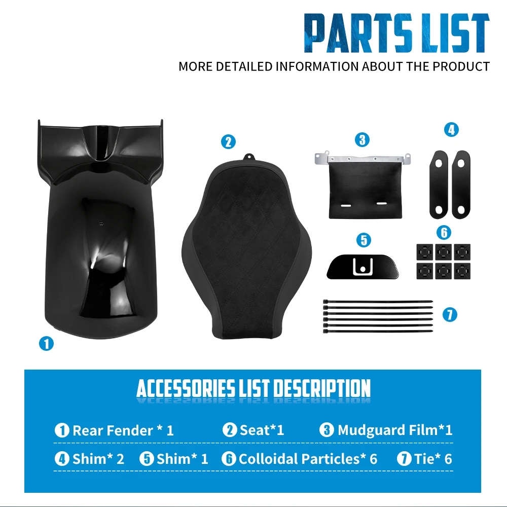 Motorcycle Driver Solo Seat Rear Fender Mudguard Cover Kit For Harley Softail Street Bob FXBB Fat Bob Low Rider S FLSB 2018-2025 - view 6