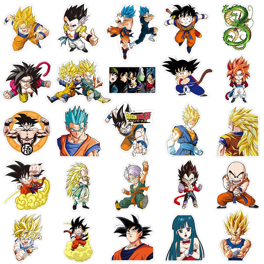 Pegatinas de Anime de Dragon Ball para niños, calcomanías de dibujos animados de Son Goku, calcomanías decorativas para teléfono, botella de agua,